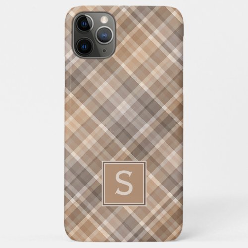 Custom Rustic Neutral Beige Plaid Gingham Pattern iPhone 11 Pro Max Case