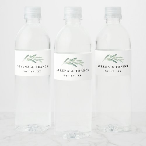 Custom Rustic Olive Branch Wedding  Water Bottle Label