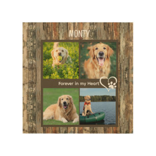 Custom Rustic Pet Memorial Photo Collage Wood Wall Art