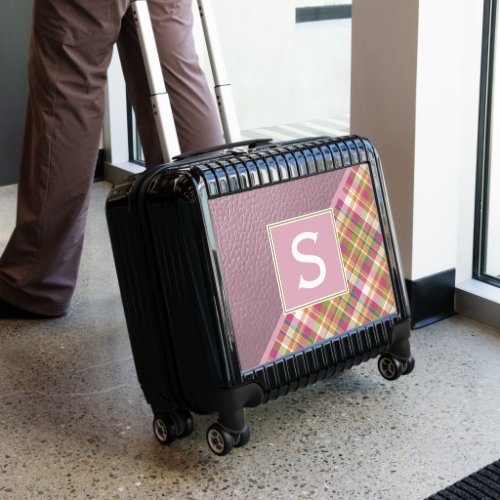 Custom Rustic Pink Green Stripe Plaid Pattern Luggage