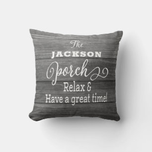 Custom Rustic Porch Family Monogrammed Throw Pillo Pillow