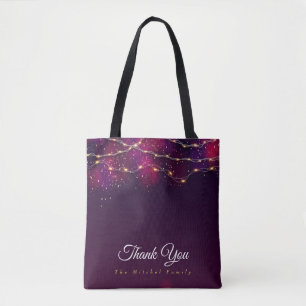 Custom Rustic Purple gold Thank you Christmas gift Tote Bag
