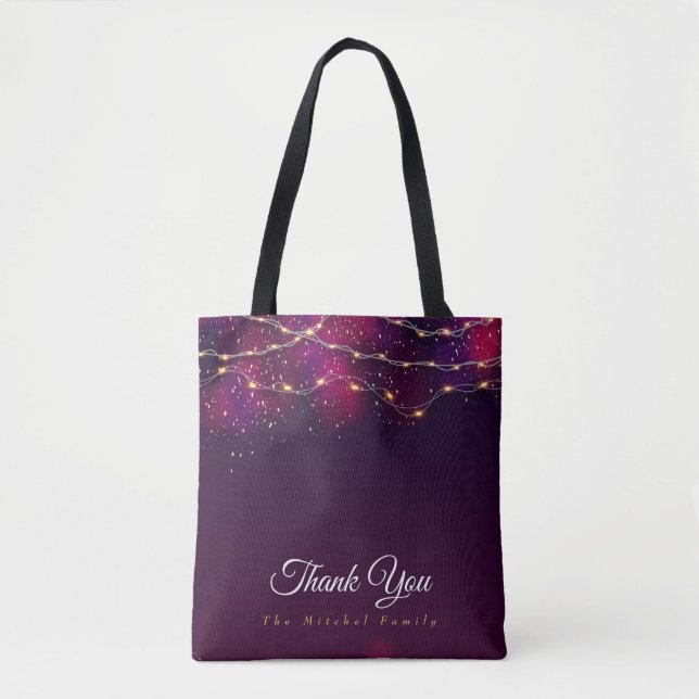 Custom Rustic Purple gold Thank you Christmas gift Tote Bag (Front)