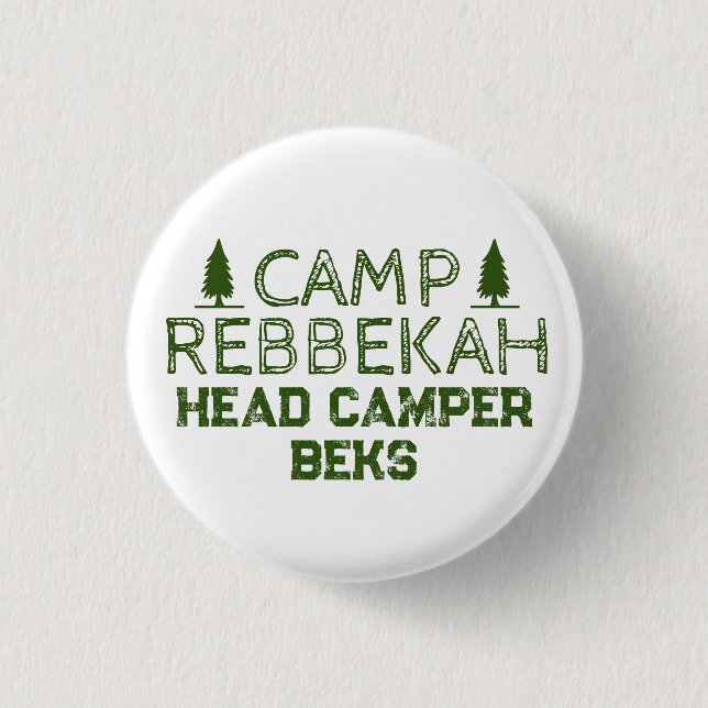 Custom Rustic Retro Camp Bachelorette Green  Button (Front)