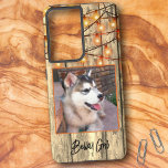Custom Rustic Square Photo Alaskan Malamute Puppy Samsung Galaxy S21 Ultra Case<br><div class="desc">This design features a close-up photograph of an Alaskan Malamute puppy as a placeholder. You can leave it or replace the square image with your favorite pet or people photo. Fill in the text field with a name, initials, remove the text or edit using the design tool to select a...</div>