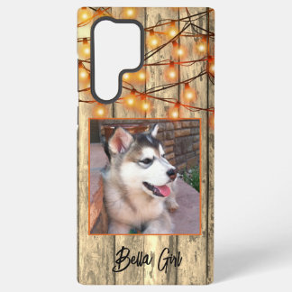 Custom Rustic Square Photo Alaskan Malamute Puppy Samsung Galaxy S22 Ultra Case