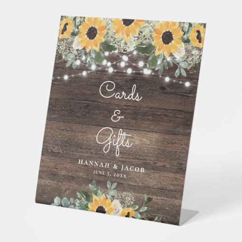 Custom Rustic Sunflower Wedding Cards  Gifts Pedestal Sign