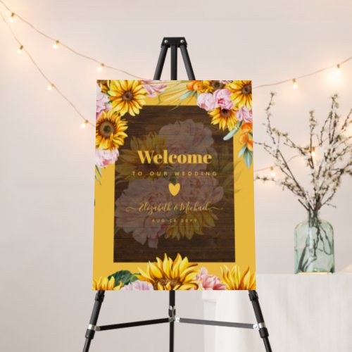 Custom Rustic Sunflowers Wedding Welcome SIGN