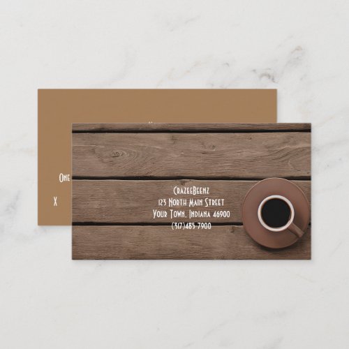 Custom Rustic Table Coffee Shop  Punch Business Card