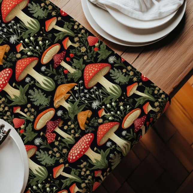 Custom Rustic Table Runner Mushrooms & Moss Art (Custom Rustic Table Runner Mushrooms & Moss Art)