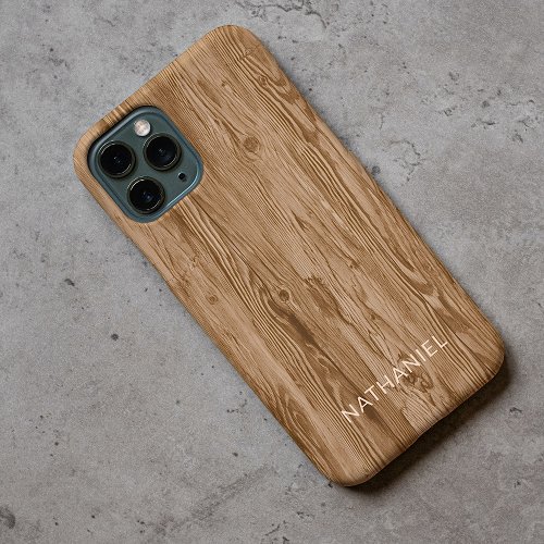 Custom Rustic Tan Brown Colored Faux Woodgrain iPhone 11 Pro Case