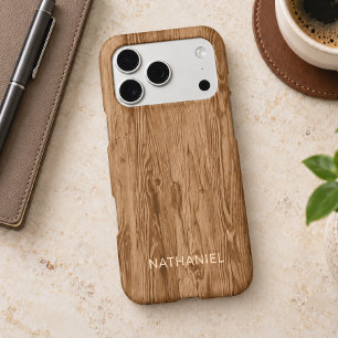 Custom Rustic Tan Brown Colored Faux Woodgrain Iphone 18 Pro Max Case