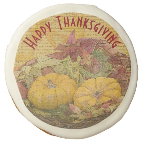 Custom Rustic Thanksgiving Autumn Leaves Gourds Sugar Cookie