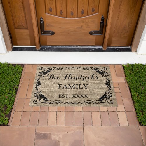 Custom Rustic Vintage Family Name Welcome Doormat