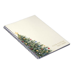 Custom Rustic Watercolor Christmas Tree Holidays Notebook