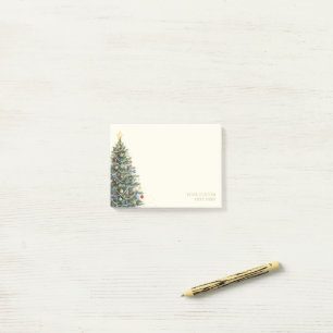 Custom Rustic Watercolor Christmas Tree Holidays Post-it Notes