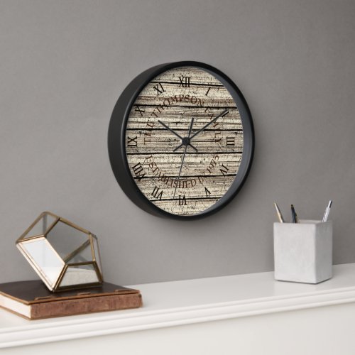 Custom Rustic Weathered Cornsilk Plank Pattern Clock