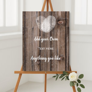 Custom Rustic Wedding Sign – Fingerprint Heart