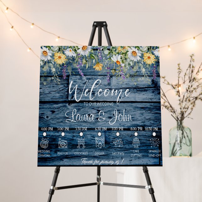 Custom Rustic Wedding Timeline Foam Board (In Situ (Stand))