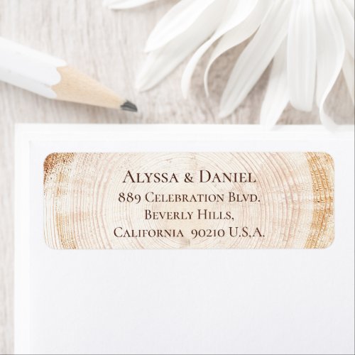Custom Rustic Wedding Wood grain tree bark ring Label