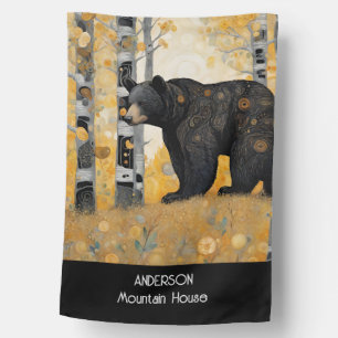 Custom Rustic Whimsical Bear  House Flag
