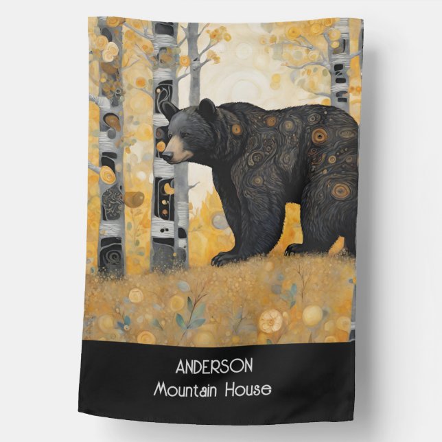 Custom Rustic Whimsical Bear  House Flag (Front)