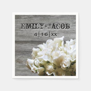 Custom Rustic White Flowers Wedding Napkins by TwoBecomeOne at Zazzle