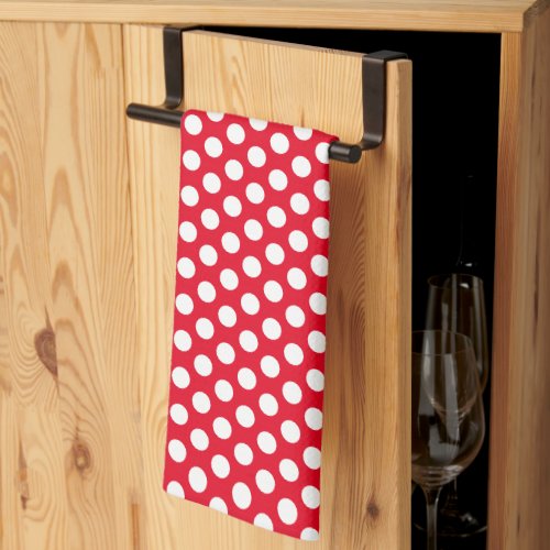 Custom Rustic White Polka Dots Template Red Kitchen Towel