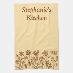 Custom Rustic Wildflower Personalized  Kitchen Towel