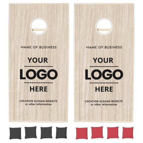Custom Rustic Wood Business Name Logo Cornhole Set