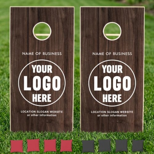 Custom Rustic Wood Business Name Logo Cornhole Set