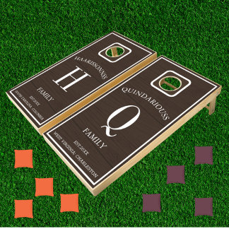 Custom Rustic Wood Farmhouse Wedding Name Monogram Cornhole Set