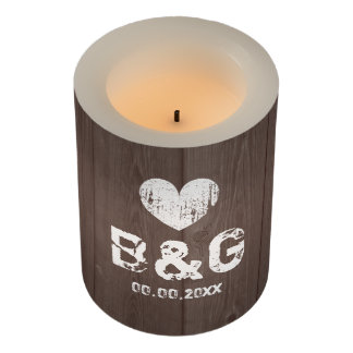 Custom rustic wood grain LED wedding candle lights