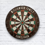 Custom Rustic Wood Look Family Games Room Dart Board<br><div class="desc">Elevate your game nights with our custom family wood effect dartboard, designed to bring a personal touch to your home. This unique dartboard allows you to proudly display your family name and location, making it not just a game but a cherished family heirloom. Ideal for gatherings, backyard parties, or simply...</div>