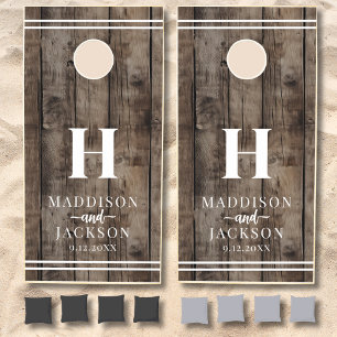 Custom Rustic Wood Monogram Cornhole Set