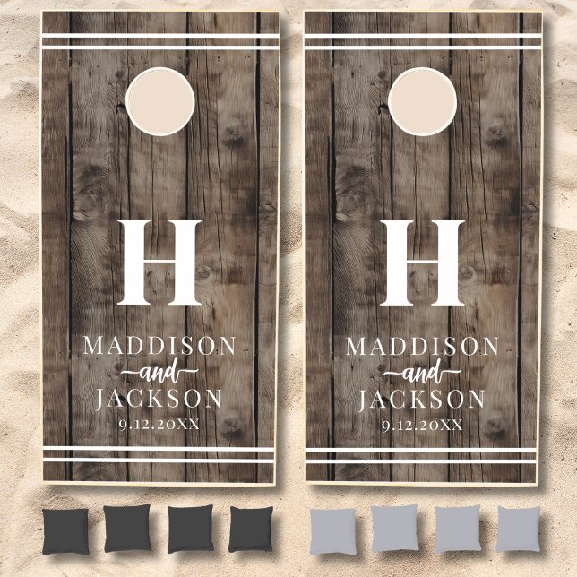 Custom Rustic Wood Monogram Cornhole Set (Rustic Wood Monogram Cornhole Set)