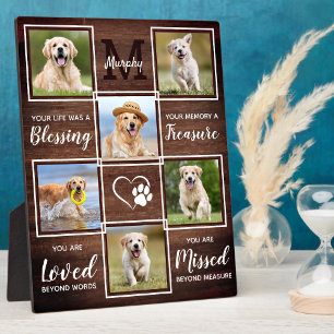 Custom Rustic Wood Pet Memorial 6 Photo Collage Plaque
