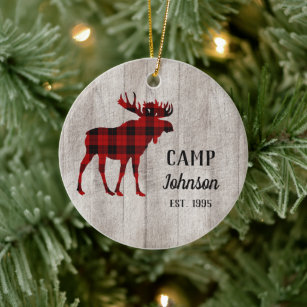 Rustic Cabin Decor Moose Christmas Ornament Holiday Decorations Stoneware Handmade Ceramic