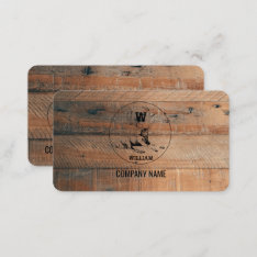 Custom Rustic Wood Texture & Deer Monogram Business Card at Zazzle