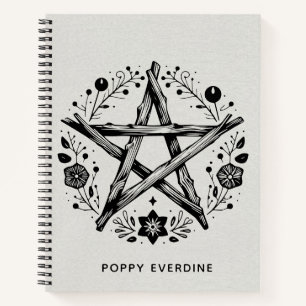 Custom Rustic Wood Twig Star Pentacle Wiccan Notebook