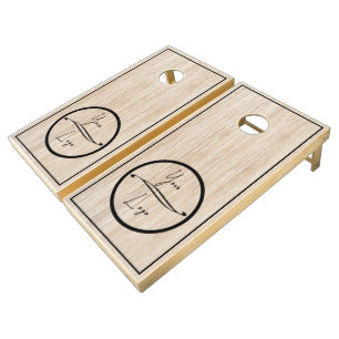 Custom Rustic Wooden Business Company Logo Cornhole Set