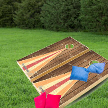 Custom Rustic Wooden Cornhole Set with Family Name