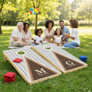 Custom Rustic Wooden Cornhole Set with Monogram