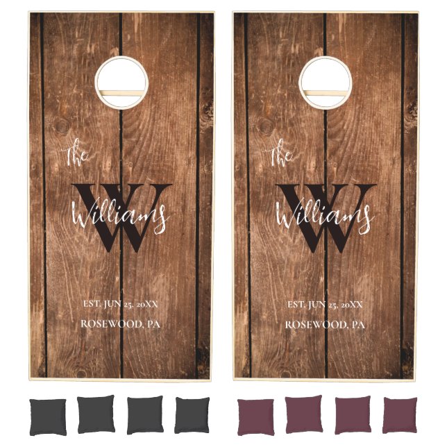 Custom Rustic Wooden Family Name Cornhole Set (Set)