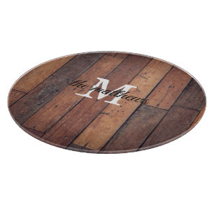 Custom Rustic Wooden Farmhouse Oak Monogrammed Cutting Board