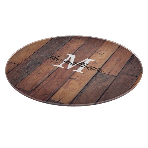 Custom Rustic Wooden Farmhouse Oak Monogrammed  Cutting Board