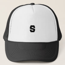 Custom S Monogram Handsome-Cap in White and Black