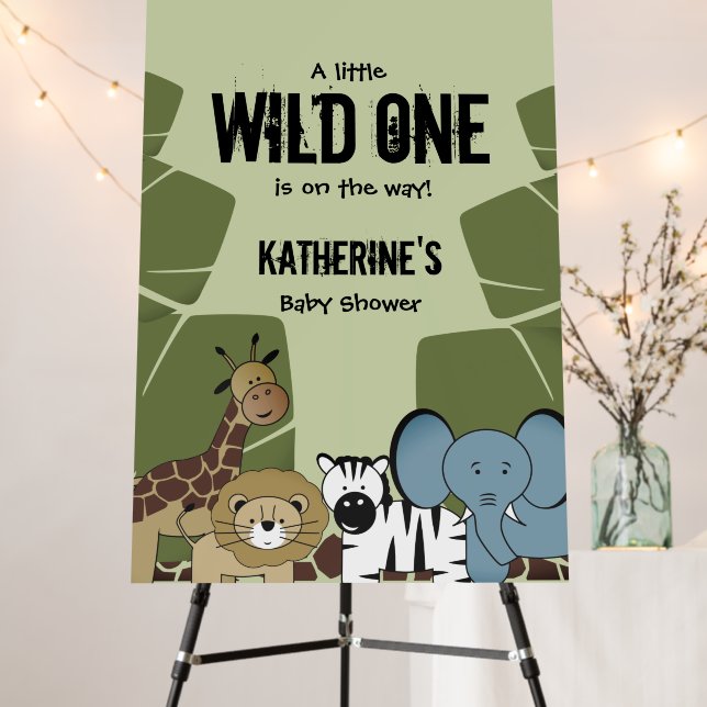 Custom Safari Animal Baby Shower Welcome Foam Board (In Situ (Stand))