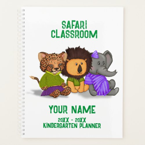Custom Safari Classroom Cheetah Lion Elephant Planner