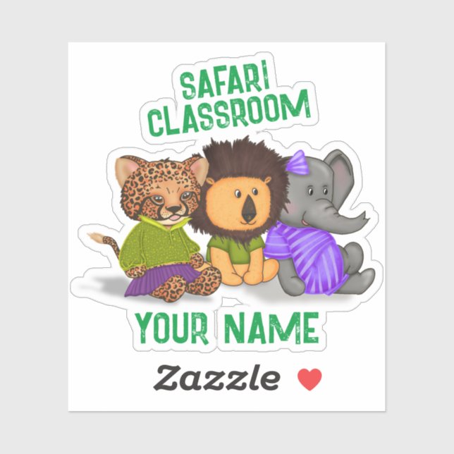 Custom Safari Classroom Cheetah Lion Elephant  Sticker (Sheet)